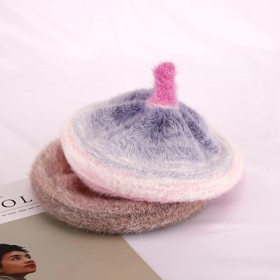 China COMMON 2021 winter children girls thickened knitted rainbow hat beanie children for sale