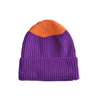 China JOINT children knit wool hat trend personality hat two color new style splice infant beanie children hat for sale