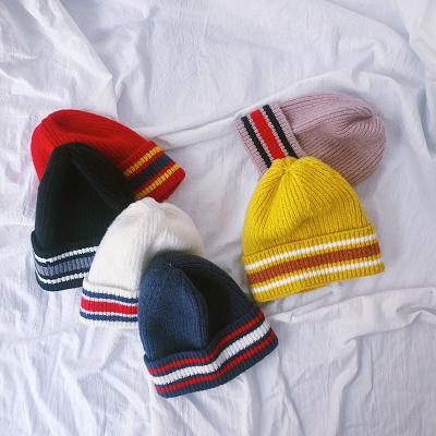 China COMMON pure color boys hat cotton monochrome fashion wool stripe children rainbow curly cap girls for sale