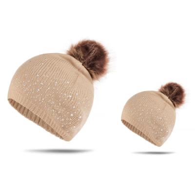 China 2021 New COMMON Dot Multicolor Dot Drill Sleeve Knit Knitted Mum Hat Mini Mum Hat for sale