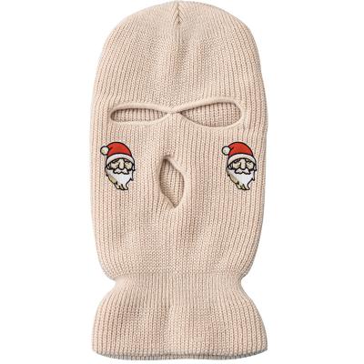 China 2021 Autumn/Winter New Christmas COMMON Warm Embroidered Ski Mask Three Hole Themed Hat for sale