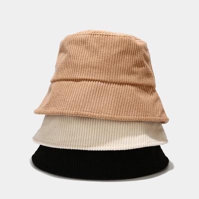 China Wholesale Newly Disigner Color Designer Bucket Hat Custom Made Pure Corduroy Striped Fisherman Bucket Hat for sale