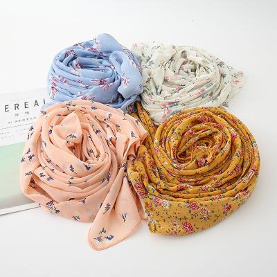 China 2021 new pearl 180*70 2021 wholesale flower scarf chiffon hijab woman hijab for sale