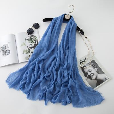 China Hot Sale 180*100 Classic Color Pure Cotton And Scarf Pleat Cotton Canvas Muslim Hijab for sale