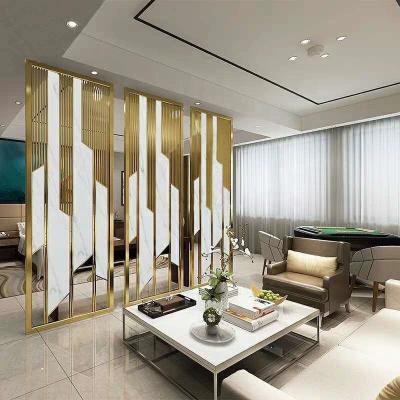 China Europe Marble And Gold Design Stainless Steel Metal Screens And White Room Dividers for sale