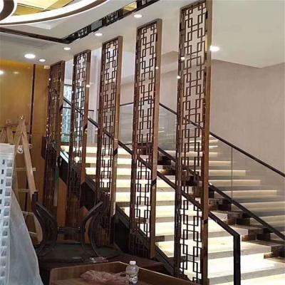 China PVD Plating Antique Metal Screen Stainless Steel Gold Separation Screen Balustrade Divider Design Indoor Decorative Fence Partition for sale