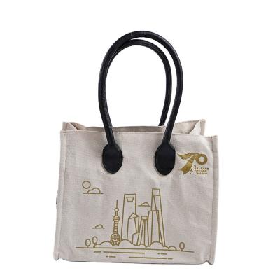 China New 2021 China Fashion Cotton Handled Bag Logo Shopping Cotton Shoulder Bag Custom Made for sale