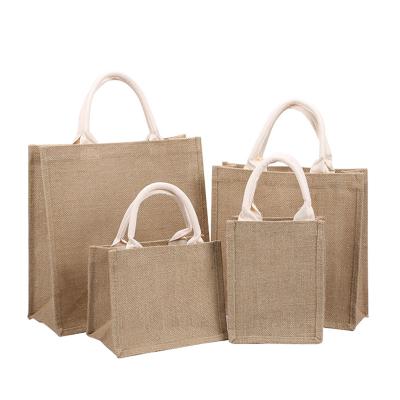 China Manufacturer Wholesale Custom Logo Shopping Printed Reusable Jute Tote Bag Shopping Gunny Bags for sale