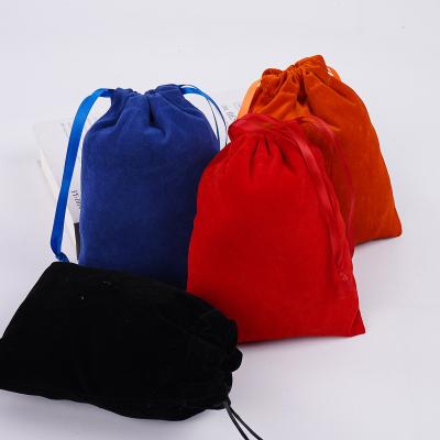 China Mini Thick High Quality Black Recyclable Red Multiple Colors Velvet Bags Drawstring Velvet Bag for sale