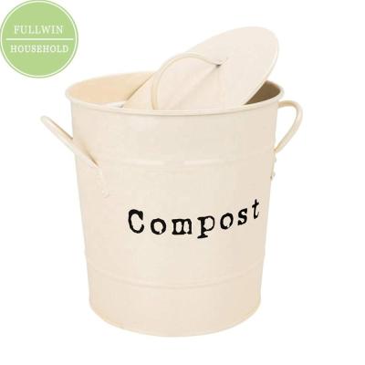 China Sustainable Galvanized Metal Compost Bin Worktop Bucket For Kitchen With Lid And Charcoal Filters In Raw for sale