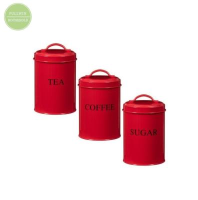 China Retro Freshness Preservation 3pcs Sugar Canisters Jars Pots Tins Coffee Tea Coffee Kitchen Storage Container for sale