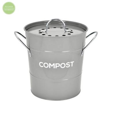 China Sustainable Metal Kitchen Compost Bin With Charcoal Filter And Inner Bucket for sale