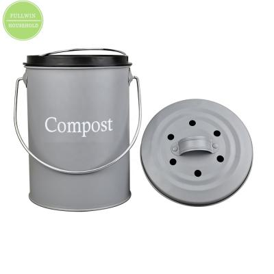 China Sustainable Indoor Compost Bucket For Kitchen Countertop Odorless Compost Bucket For Kitchen Food Waste With Carry Handle FWT0212 for sale