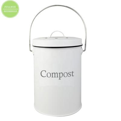 China Metal Kitchen Sustainable Compost Bin With Filter Compost Bin Kitchen For Food Waste With Inner Bucket FWT0211 for sale