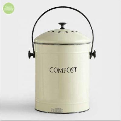 China Metal Kitchen Sustainable Compost Bin with Charcoal Filter and Inner Bucket for Kitchen Countertop for sale