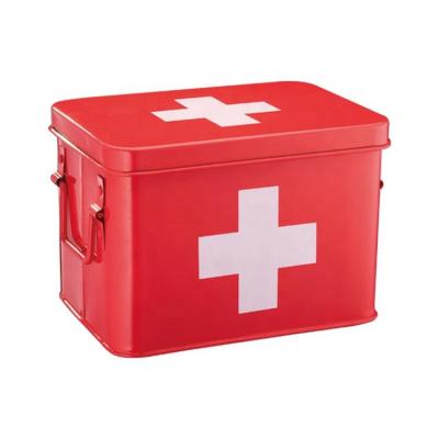 China Viable Metal Medicine Box Storage Box Organizer 2 Layers With Compartments Family Emergency Kit Storage Case First Aid Box for sale