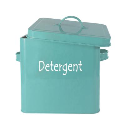 China 1Pc Organizer Storage Box Wash Laundry Powder Metal Iron Box Container Detergent Spoon for sale