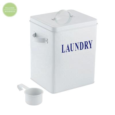 China Metal Vintage Laundry Powder Sustainable Storage Tin Laundry Bin For Household for sale