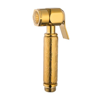 China Garden Shattaf Faucet Shiny Gold Premium Brass Hand Held Sprayer for sale