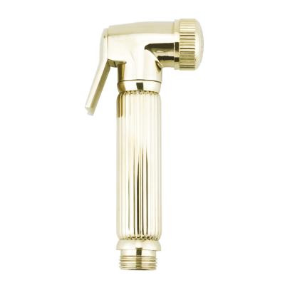 China Sefl-cleaning cheap nice shattaf premium brass bidet handheld sprayer shiny gold for sale