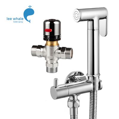 China Without Slide Bar European Durable Brass Shattaf Thermostatic Mixer With Brass Bidet Sprayer Set for sale