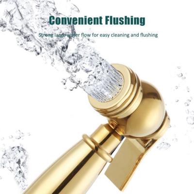 China Modern Gold Shiny Premium Brass Bathroom Diaper Bidet Faucet Sprayer Handheld Toilet Set for sale