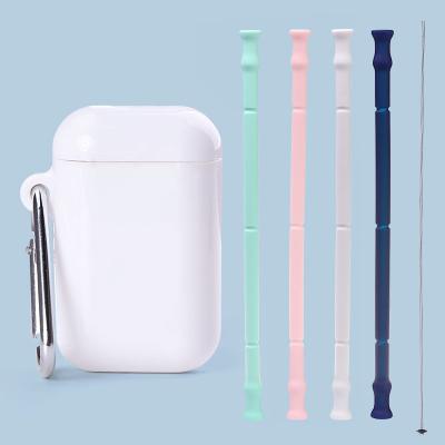 China Straw Packaging Portable Pink Reusable viable Straw Collapsible Straw Keychain viable reusable for sale