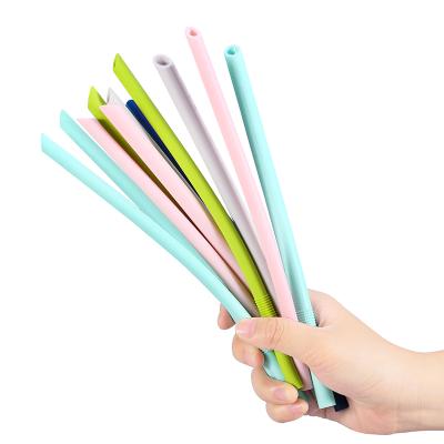 China Wholesale Viable Reusable Silicone Straw White Case Of New Smoothie Collapsible Straws for sale