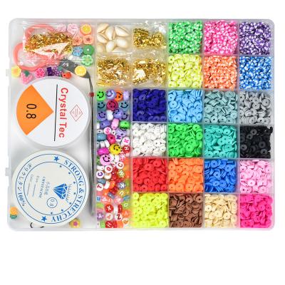 China Ceramic 5000 Pcs 24 Colors Flat Round Polymer Clay Beads Heishi Beads with Pendant Charms Kit for Jewelry Making Kit Bracelets Necklace for sale