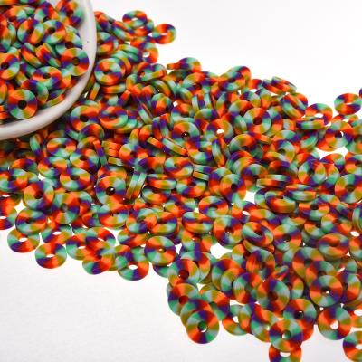 China Environmental Friendly Wholesale Handmade Polymer Clay Beads Round Colorful Clay Disc Spacer Beads Bulk for Jewelry Making Christmas Theme Clay Beads for sale