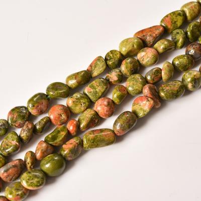 China Drilled Yiwu Direct Natural Irregular Unakite Jasper Nuggets Stone Beads for diy Jewelry Making 15