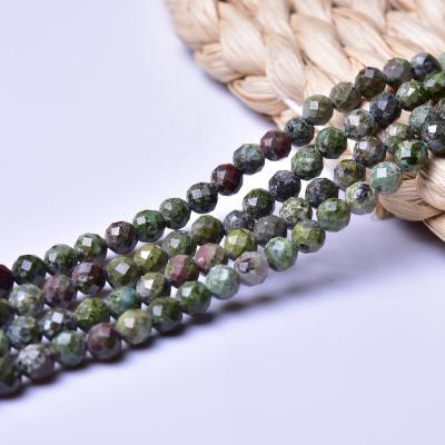 China Reflecting New Wholesale Natural Round Small Faceted Green Unakite Gemstone Loose Stone Beads for DIY Jewelry Making JL-002-3 for sale