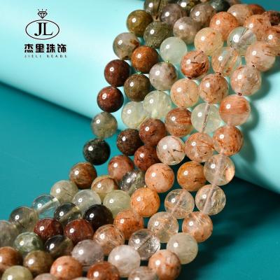 China DIY Necklace Bracelet Making Strand 6mm~12mm Rutilated Quartz Beads Natural Gemstone Loose Beads for Jewelry Making Hair Crystal Stone Beads for Bracelets B-161 for sale