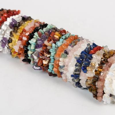 China Casual/Sporty Natural Chips Gemstone Bracelets for Women Girls Healing Crystal Stretchy Chakra Beaded Bracelets Irregular Gemstone Bracelets for sale