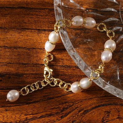 China Vintage 18K No Fade Copper Freshwater Pearl Adjustable 18K Glod Fashion Bracelets Wholesale for Women Jewelry for sale