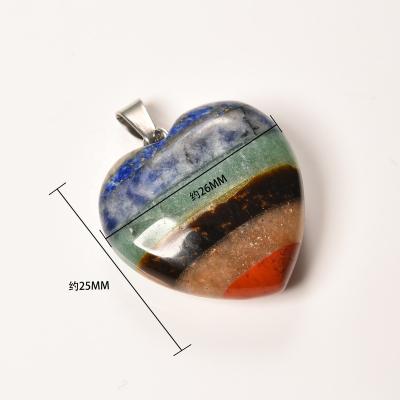 China Attractive New Arrival 7 Chakra Healing Stone Pendants for Women Heart Shape Reiki Meditation Seven Chakra Gemstone Pendants Gift B-228-4 for sale