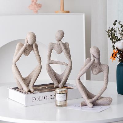 China Interior Ministry Collectable Shelf Europe Style Thinker Character Sculpture Decoration Figurines Desktop Statue for sale