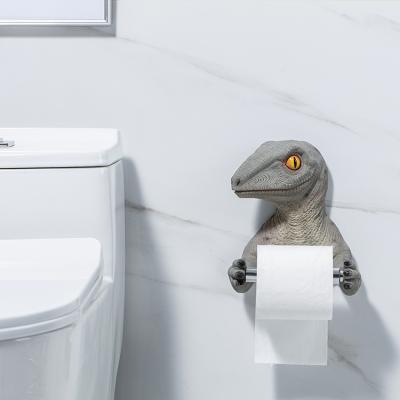 China Handcrafted Dinosaur Toilet Paper Holder Bathroom Storage Rack Toilet Paper Towel Holders Stretch Roll Barrel Tissue Punch Box for sale