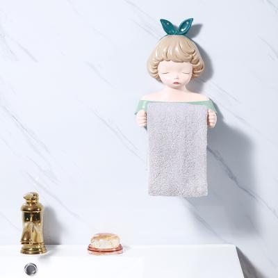 China Bathroom Handcrafted Doll Shelf Towel Decor Cartoon Storage Holder Maid Shape Roll Tissue Paper Holder for sale