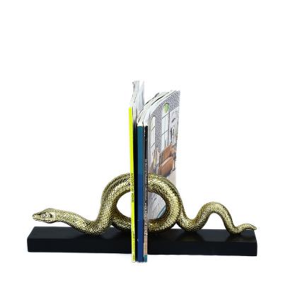 China Modern Custom Made Custom End Animals Book Decoration Resin Bookends Retro Gold Snake for sale