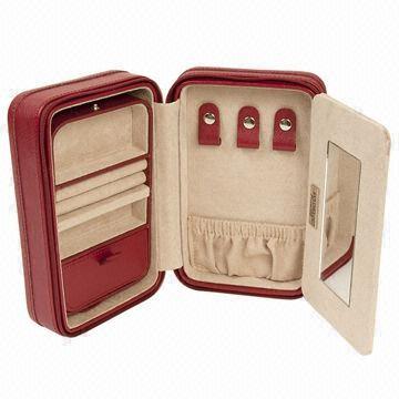 China Leather Jewelry Boxes, cardboard paper case wrapped with leather and zipper for sale