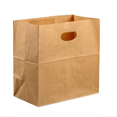 China Recycled Materials Kraft Paper Bag Bakery Fast Food Kraft Paper Wrapping Bag for sale