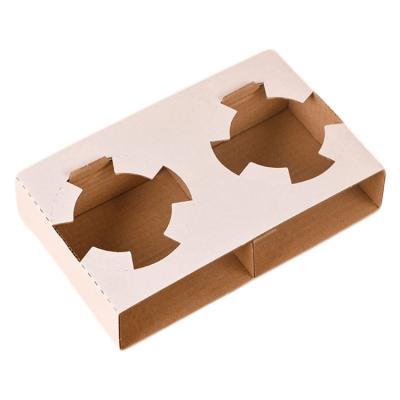 China Recycled Paper Cup Holder Materials Corrugated Packaging Box Universal 2 Or 4 Cups For Disposable Drinks for sale