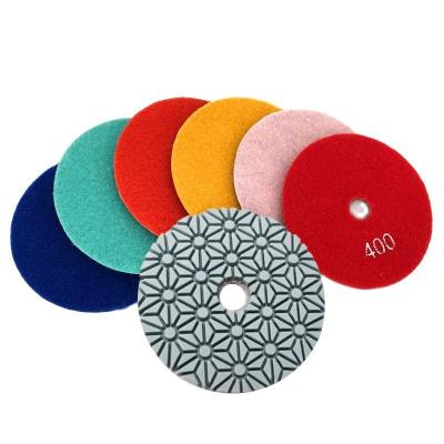 China 4Inch 3 Stages Stone Easy Diamond Polishing Pads Engineered Three Step Polish Pad Ganite Marble for sale