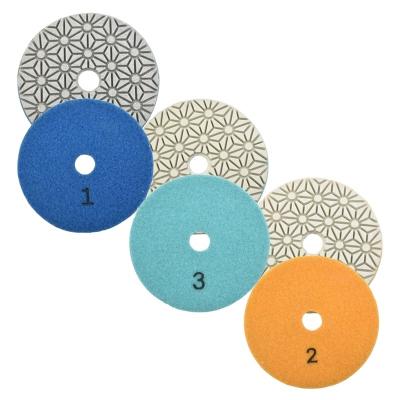 China 3/4 Inch 3 Steps Diamond Polishing Pads Engineered Three Step Polish Pad Easy Stone Renovation Marble for sale