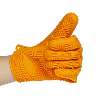 China Orange Color Eco-friendly Five Fingers Silicone Oven Mitt Glove for sale