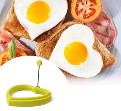 China Eco-friendly Heart Shaped Silicone Egg Ring Mould With Handle for sale