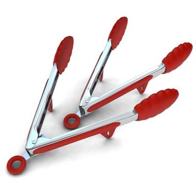 China Hot Selling Food Grade Stainless Steel Food Tongs with Stand Silicone Grip for sale