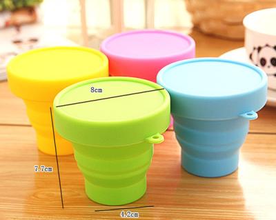 China Portable Folding Silicone Cup with Lid For Travel 170ml for sale