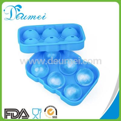 China BPA Free 100% Food Grade 6 Cavities Custom Ball Shaped Silicone Ice Cube Tray for sale